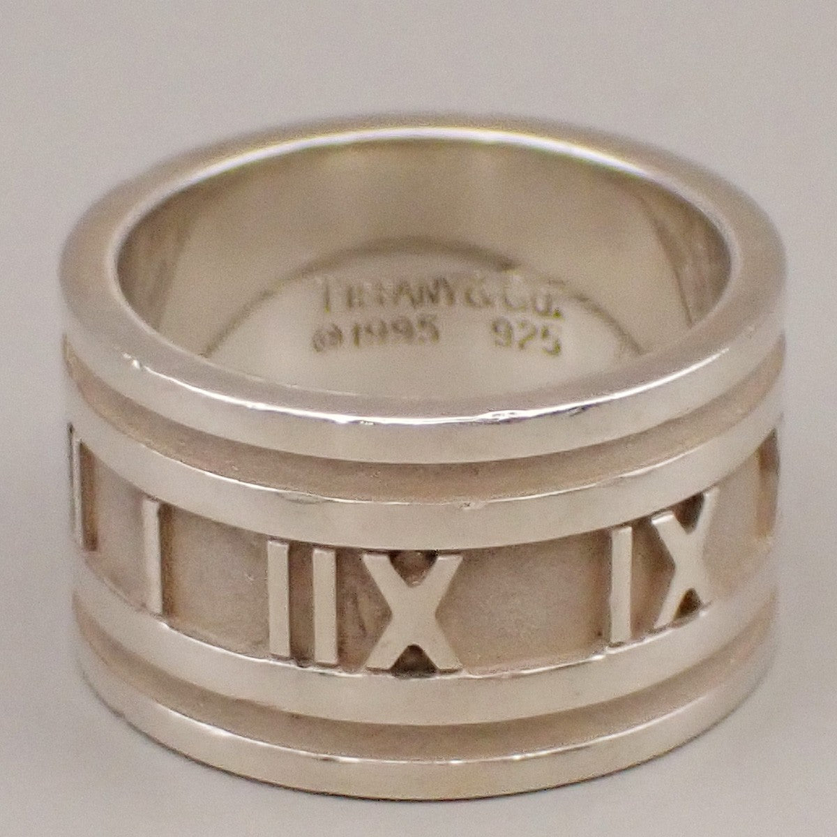 Tiffany & Co. Logo Atlas Ring US #7.5 Silver 925 Roman Numerals 09YH731