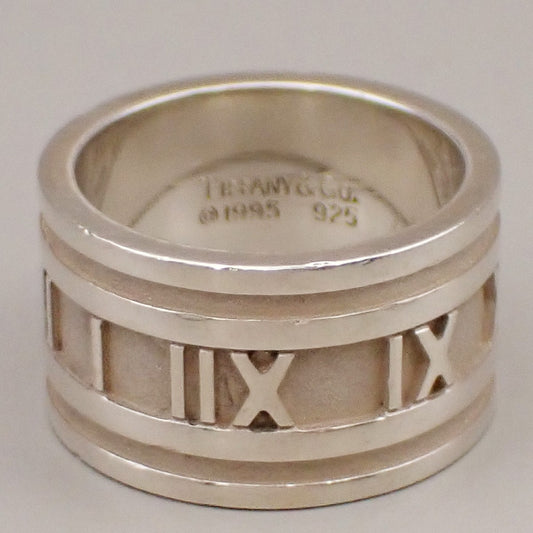 Tiffany & Co. Logo Atlas Ring US #7.5 Silver 925 Roman Numerals 09YH731