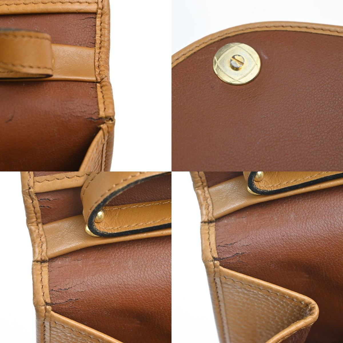 CHRISTIAN DIOR CD Flap 2way Shoulder Hand Bag Leather Beige GHW France 65KC998