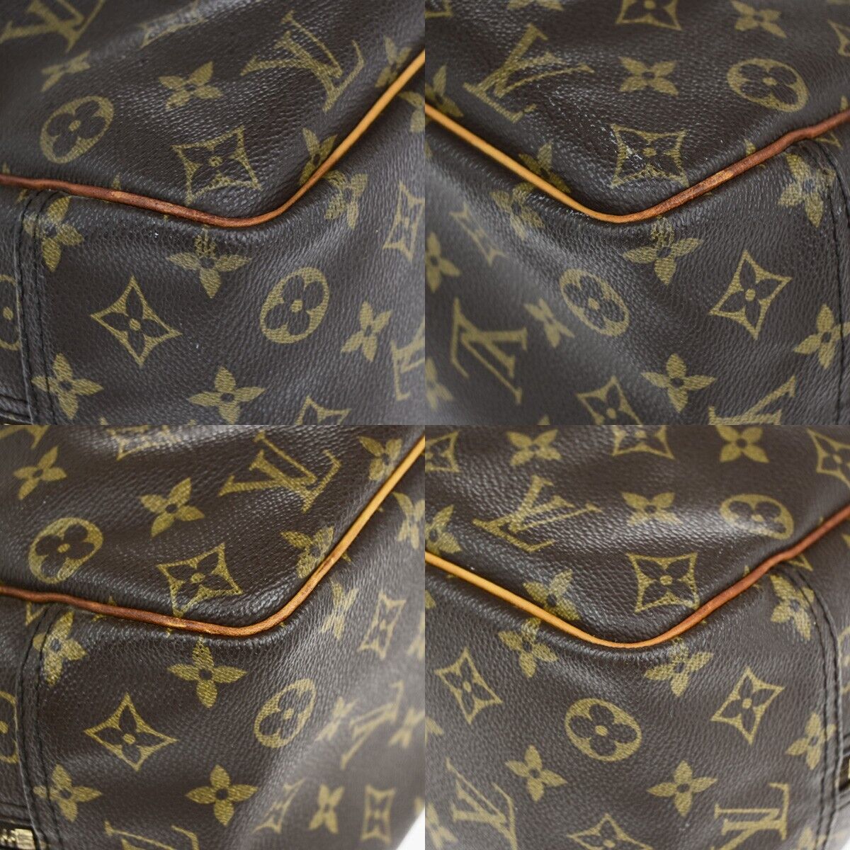 LOUIS VUITTON LV Logo Deauville Hand Bag Monogram Leather Brown M47270 61EC992