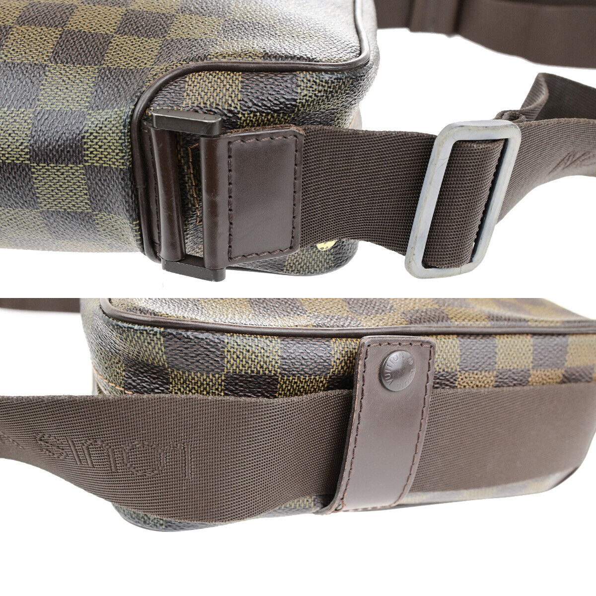 LOUIS VUITTON Olav PM Shoulder Bag Damier Ebene Leather Brown N41442 31YG510