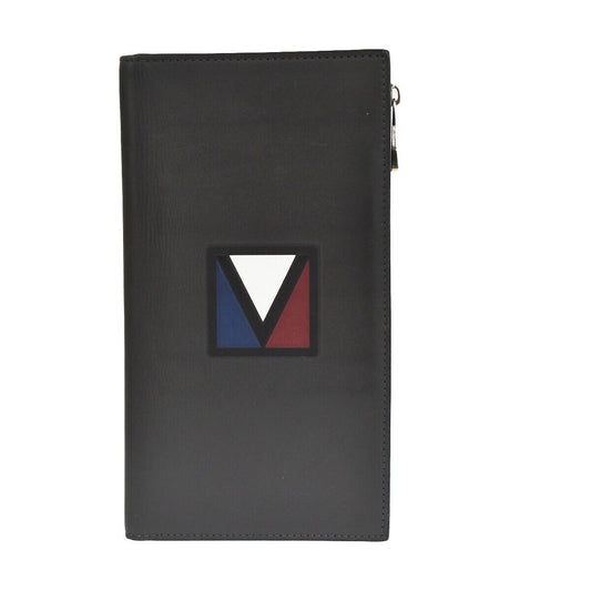 LOUIS VUITTON V line Zip Long ZBifold Wallet Leather Black Blue M61251 61SH086