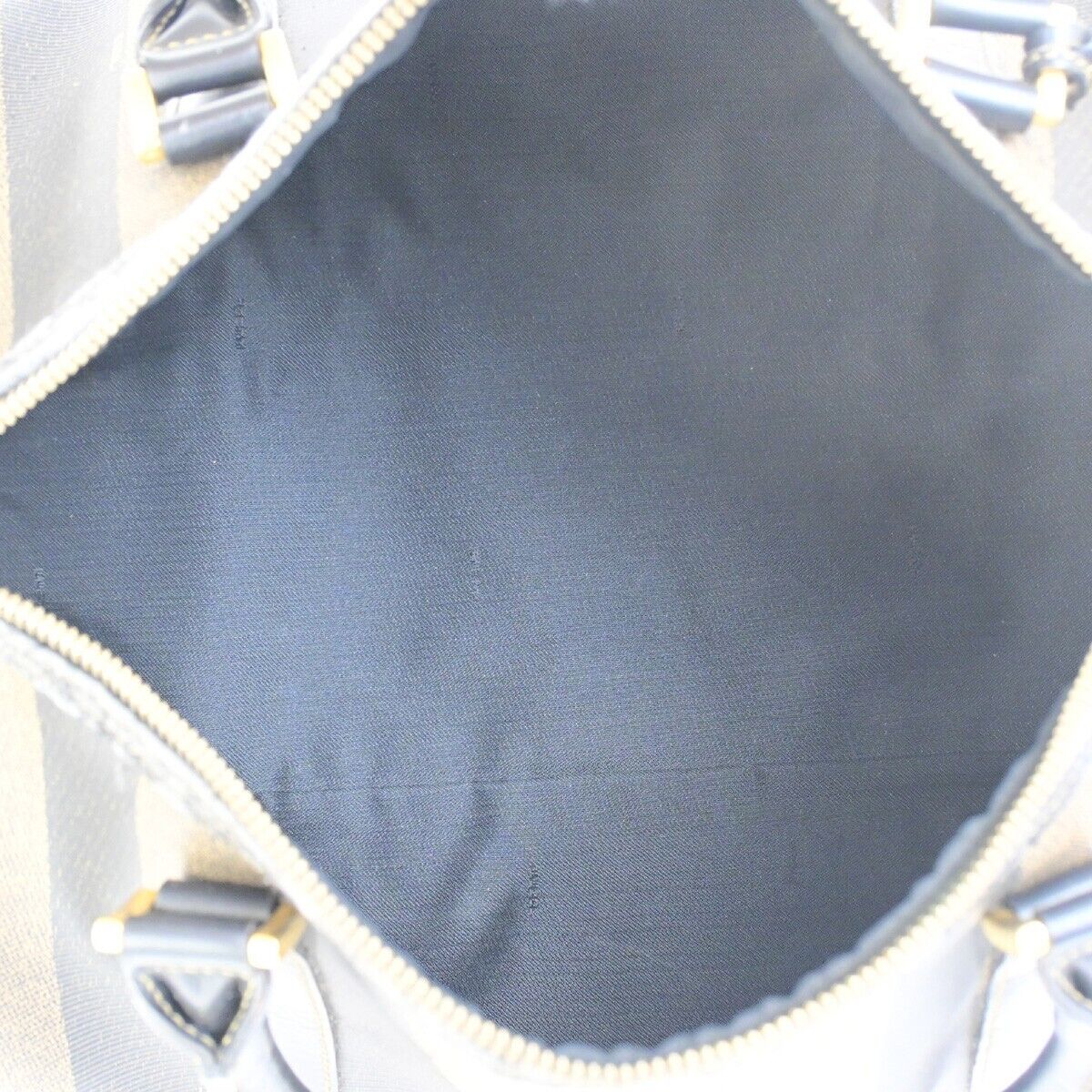 FENDI Logo Pequin Hand Bag PVC Leather Brown GHW Made in Italy 65EC949