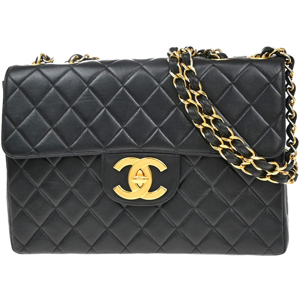 CHANEL CC Matelasse 30 Chain Shoulder Bag Leather Black GHW Vintage 341RF396
