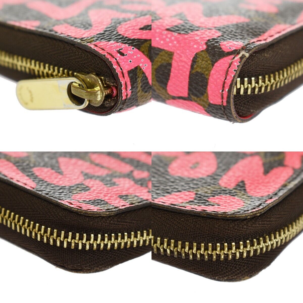 LOUIS VUITTON Zippy Coin Purse Monogram Graffiti Leather Brown FA M93707 85RC268