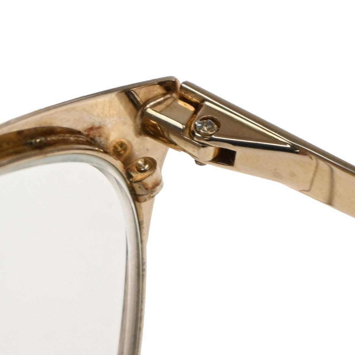 TIFFANY&CO. 1837 Reading Glasses Eye Wear Metal Plastic Gold Blue 07CA414