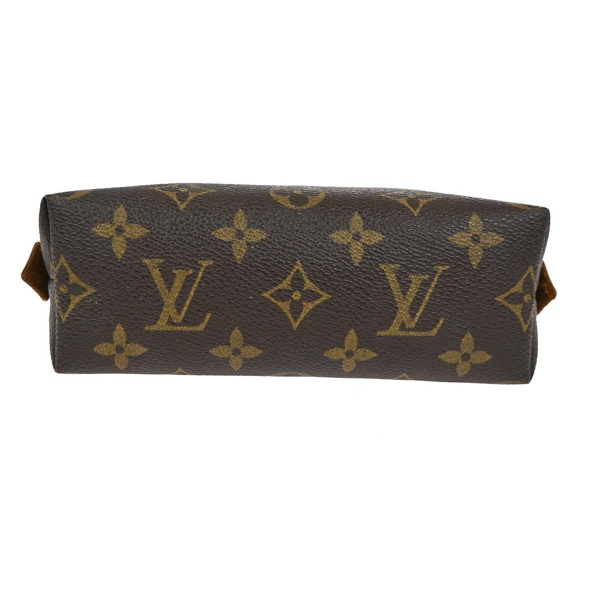 LOUIS VUITTON Logo Pochette Cosmetic Pouch Monogram Leather Brown M47515 02CA745