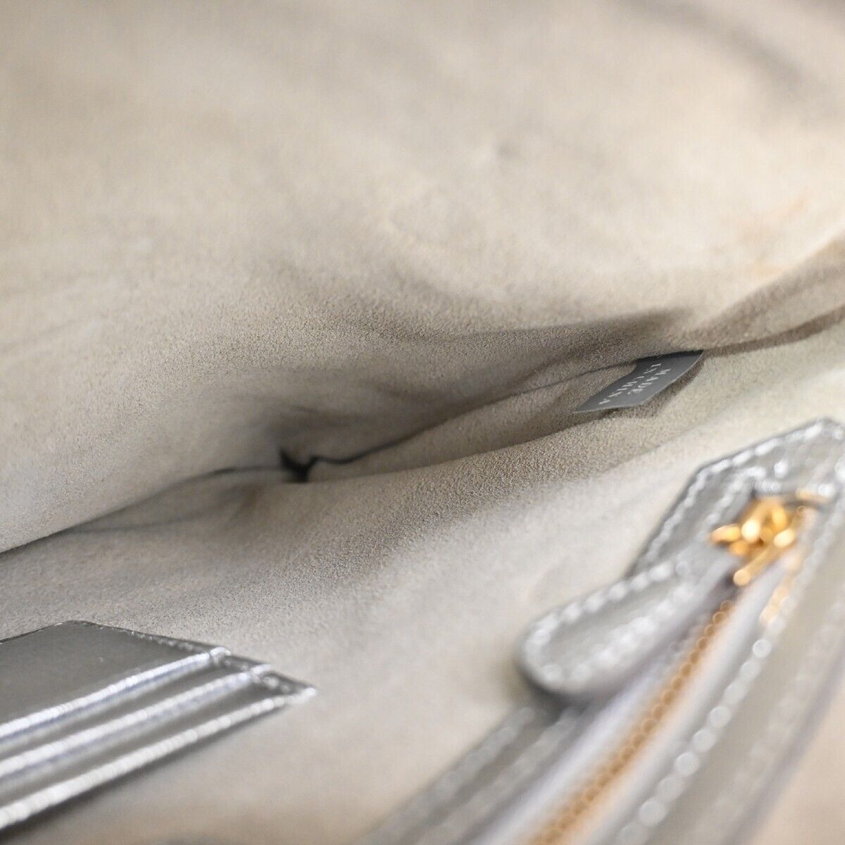 ANYA HINDMARCH Logo Fringe Tassel Clutch Hand Bag Leather Silver Black 69EA079