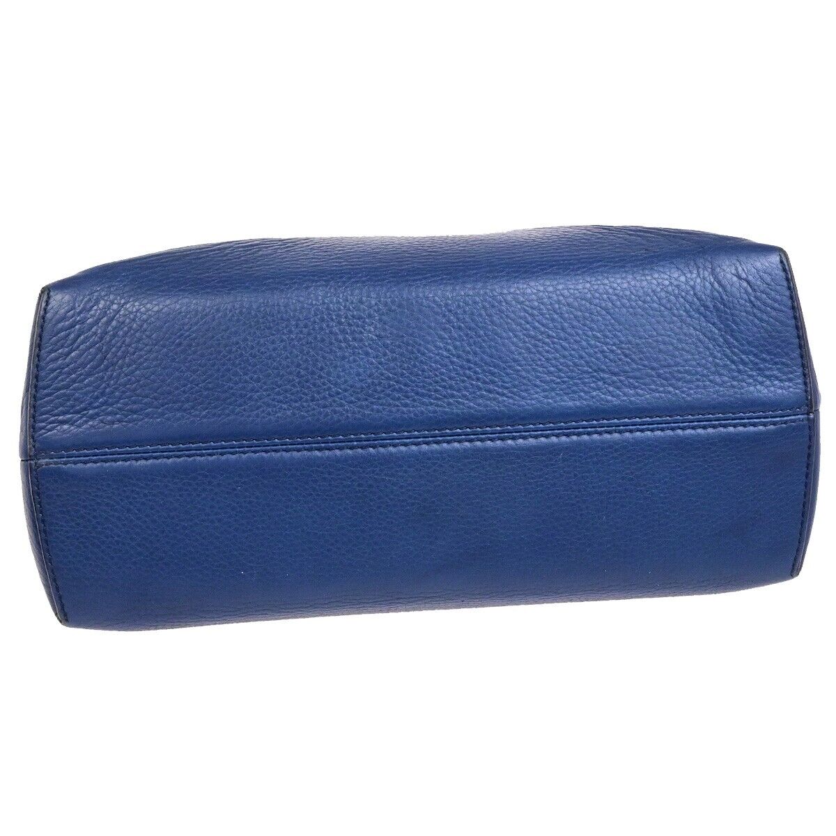 FENDI Logo By The Way 2Way Shoulder Hand Bag Leather Blue Silver Italy 88FB359