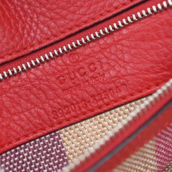 GUCCI GG Logo Daily 2Way Shoulder Hand Bag Bamboo Leather Red 74KP010