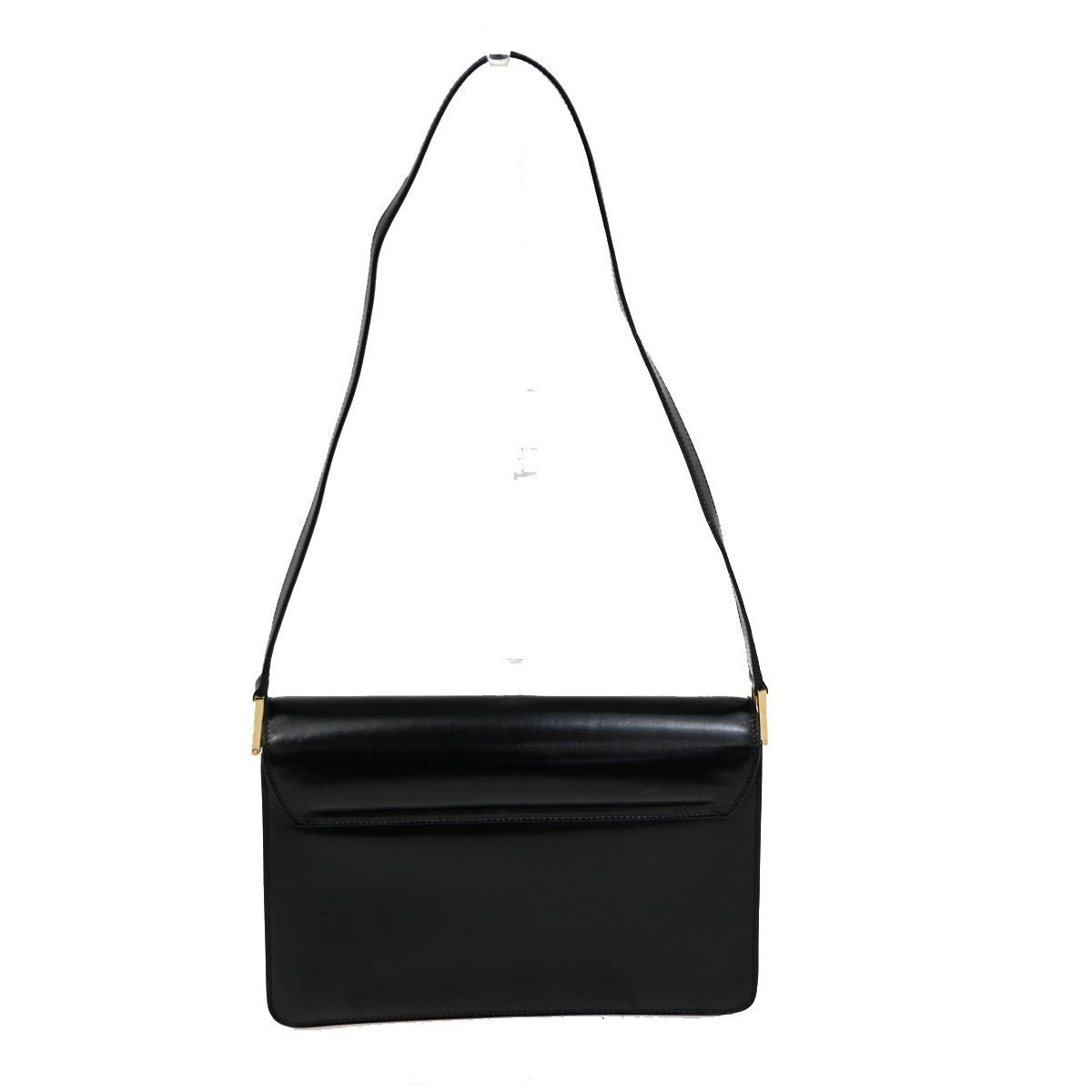 GUCCI Logo GG Shoulder Bag Leather Black Italy GHW 67TA289