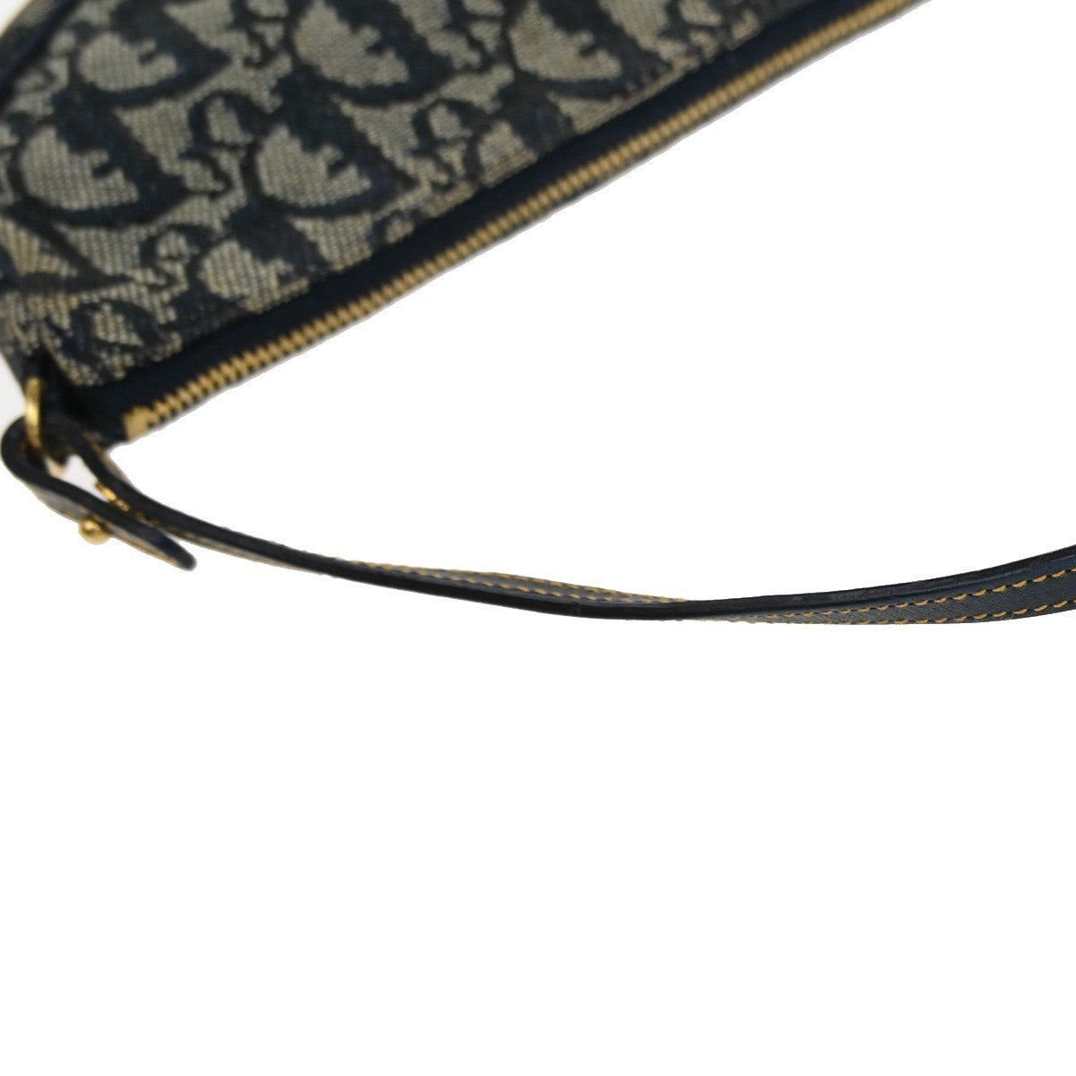 CHRISTIAN DIOR Mini Saddle Hand Bag Canvas Leather Blue GHW 91EG403