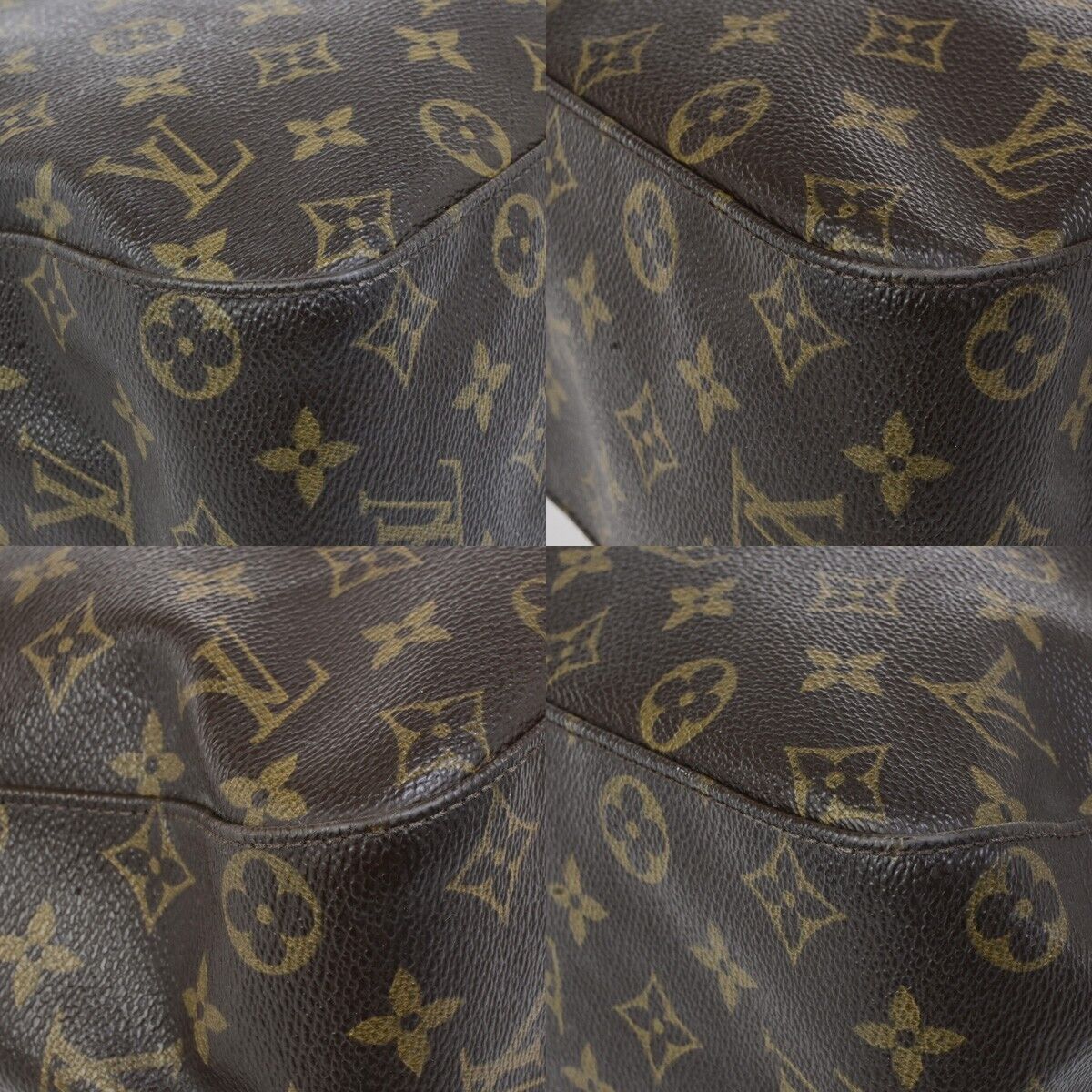 LOUIS VUITTON Logo Looping GM Shoulder Bag Monogram Leather Brown M51145 80ED311