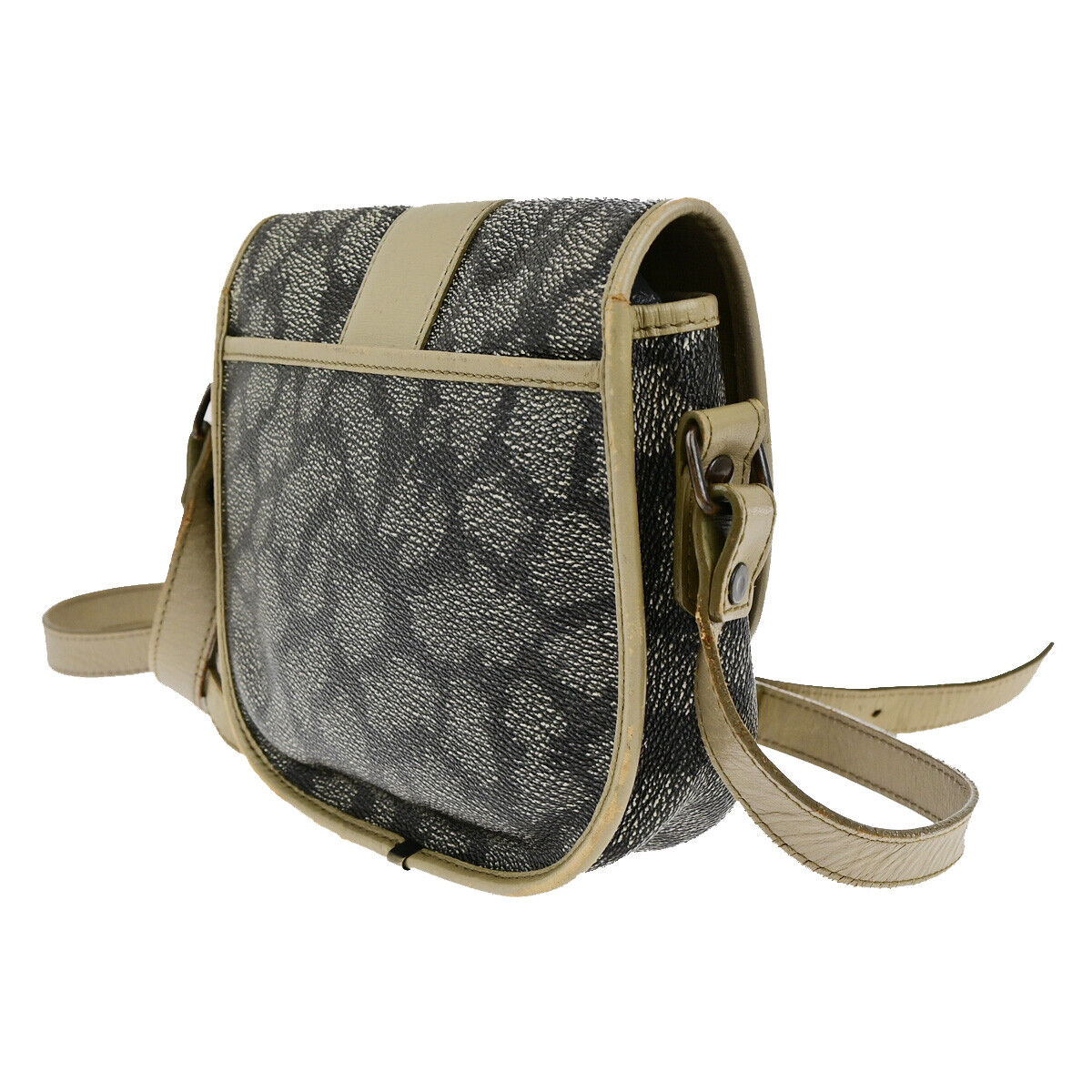 YVES SAINT LAURENT YSL Giraffe Pattern Shoulder Bag PVC Leather Brown 09YG312