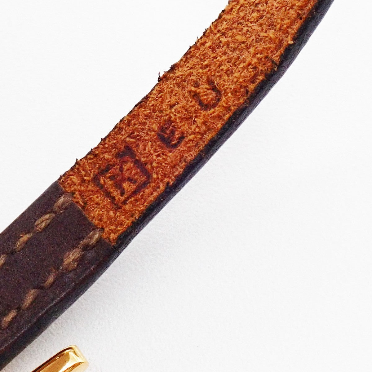 HERMES Logo Api Bracelet Leather Brown GHW 05RP161