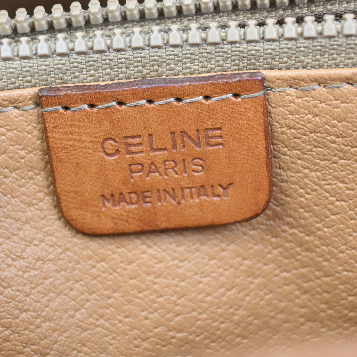 CELINE Logo Macadam Pattern Shoulder Bag PVC Leather BN Beige GHW Italy 63ZA280