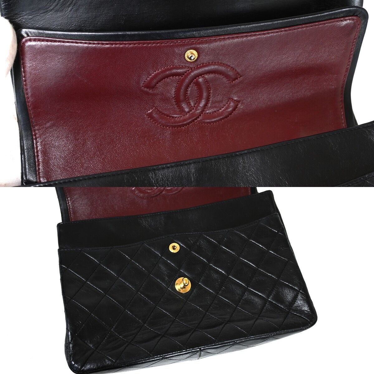 CHANEL CC Matelasse 25 Chain Shoulder Bag Leather Black GHW Vintage 343RH834