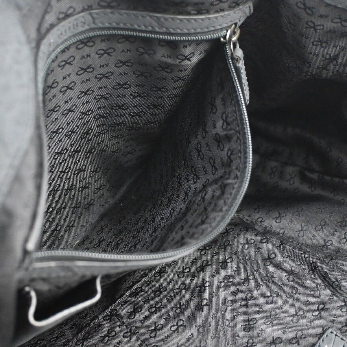 ANYA HINDMARCH Logo 2Way Shoulder Hand Bag Embossing Suede Leather Black 05DA069