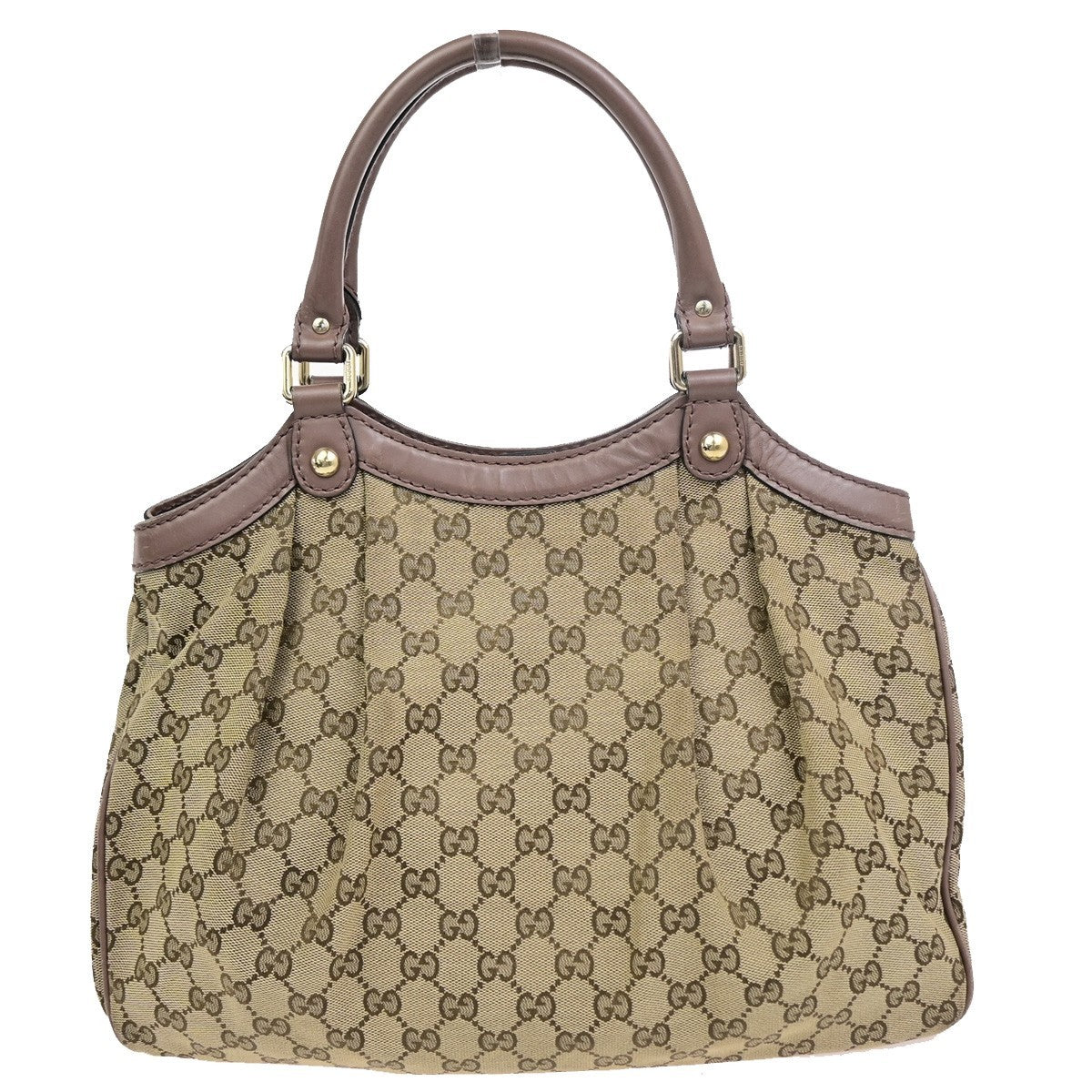 GUCCI Sukey Shoulder Hand Bag Canvas Leather Beige Pink GHW Italy 85CB047