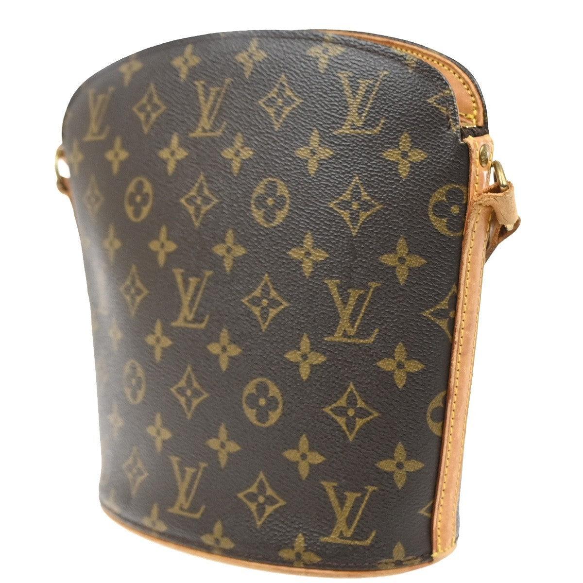 LOUIS VUITTON Logo Drouot Shoulder Bag Monogram Leather Brown M51290 76PA003
