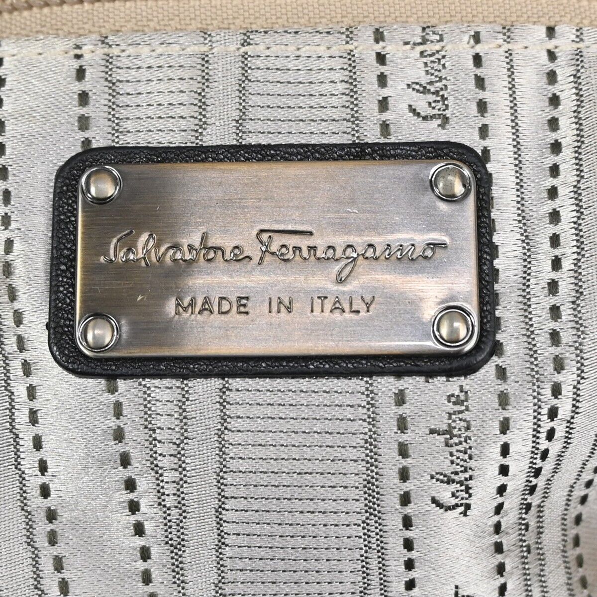 SALVATORE FERRAGAMO Logo Gancini Shoulder Tote Bag Leather Black  Italy 68DA065