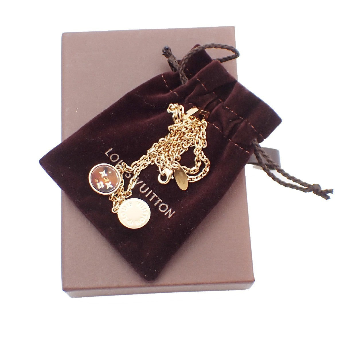 LOUIS VUITTON Logo Collier Inclusion Necklace GHW M65294 34EG360