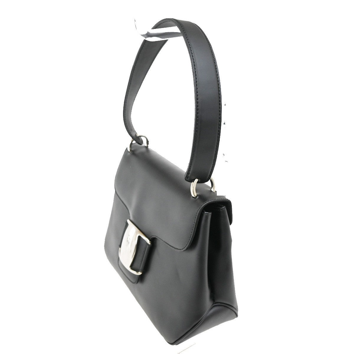 SALVATORE FERRAGAMO Logo Vara Shoulder Hand Bag PVC Black 07KB745