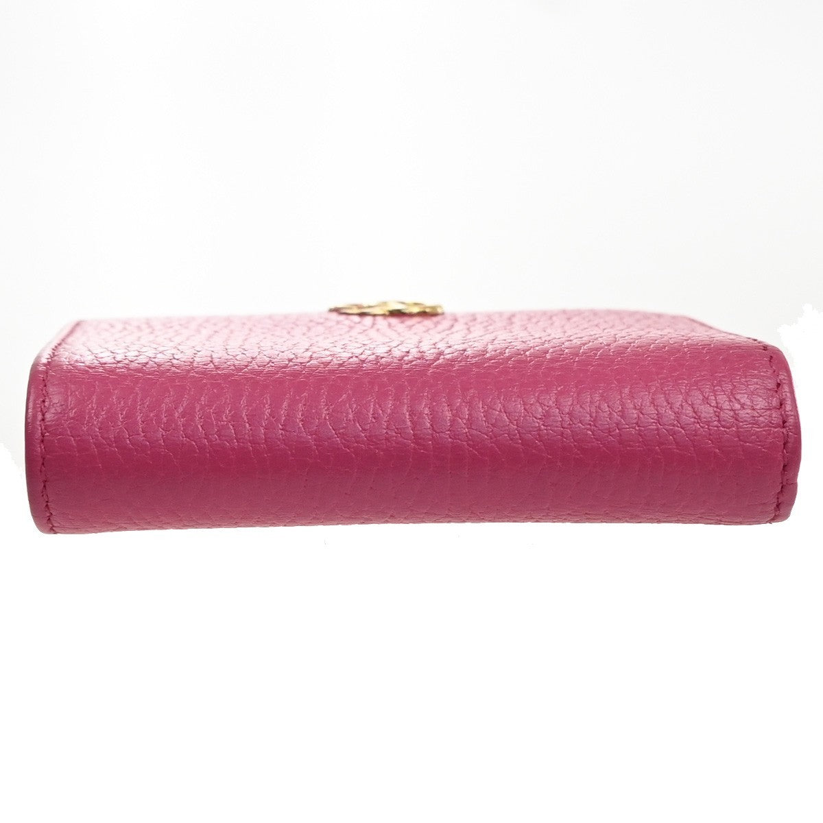GUCCI Logo GG Marmont Trifold Compact Wallet Leather Pink GHW Italy 37MA483