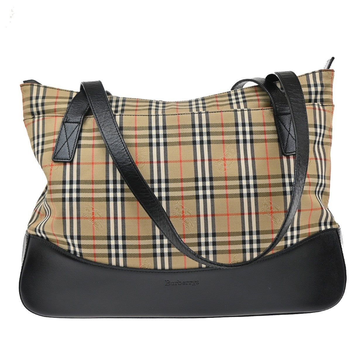 BURBERRYS Logo Nova Check Shoulder Tote Bag Canvas Leather Beige Black 02FC152