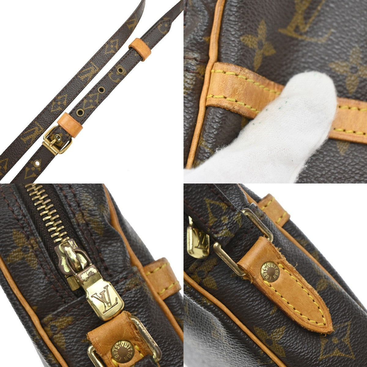 LOUIS VUITTON Danube Shoulder Bag Monogram Leather Brown France M45266 32EF959