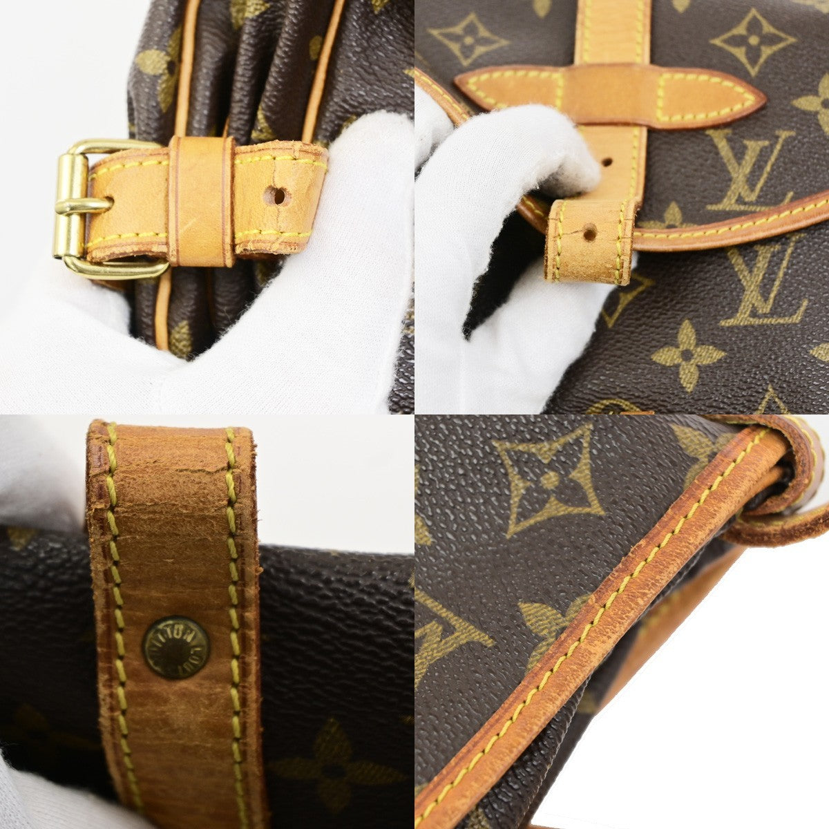 LOUIS VUITTON Logo Saumur 30 Shoulder Bag Monogram Leather Brown M42256 87YJ234