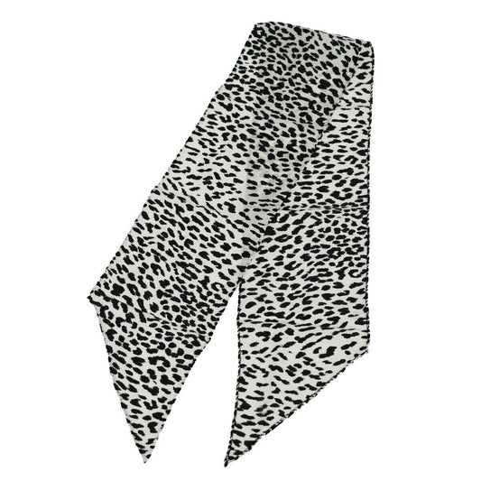 SAINT LAURENT Scarf 100% Silk White Black Dalmatian Italy Accessory 07AD215