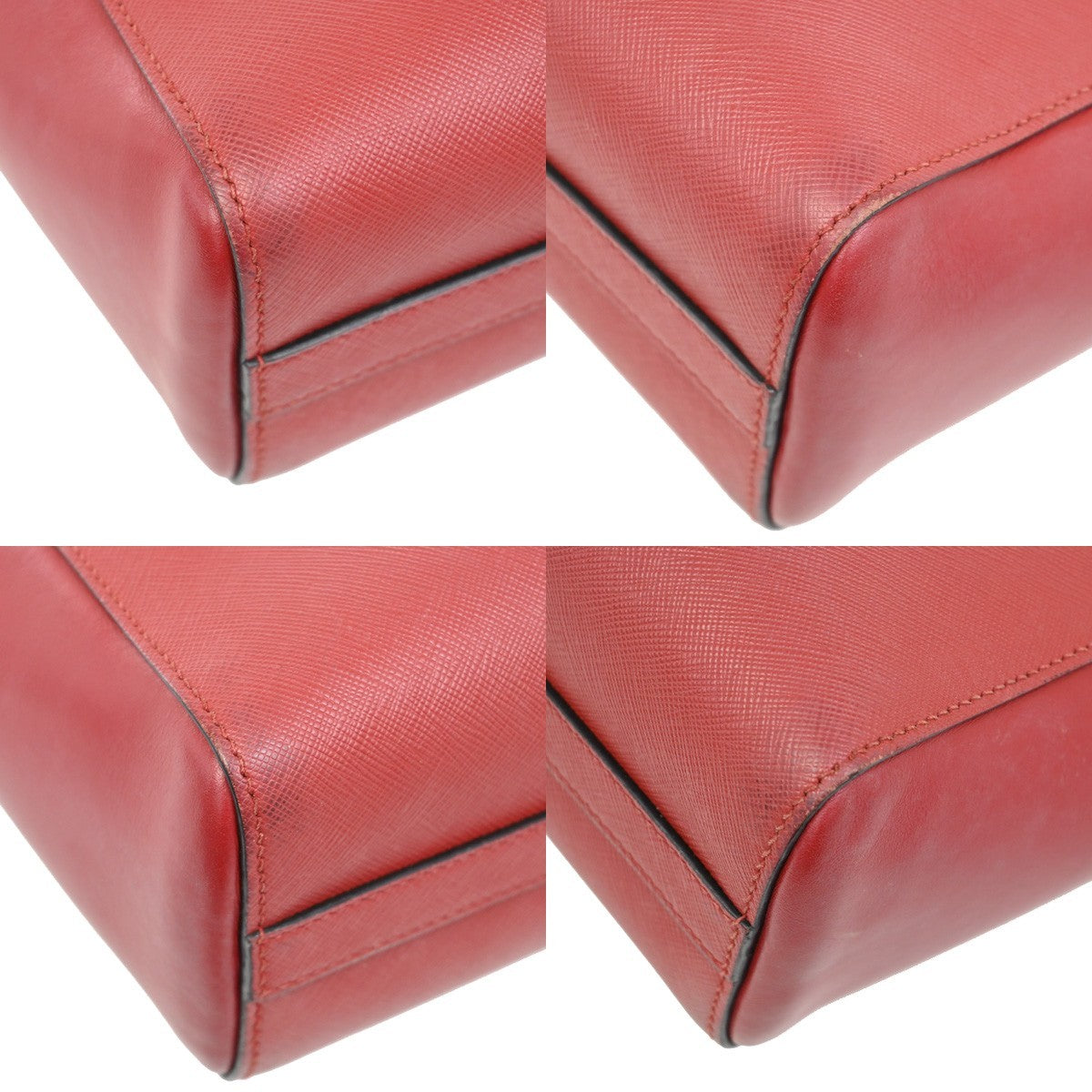 PRADA Logo 2Way Shoulder Hand Bag Saffiano Leather RED GHW 11TA080