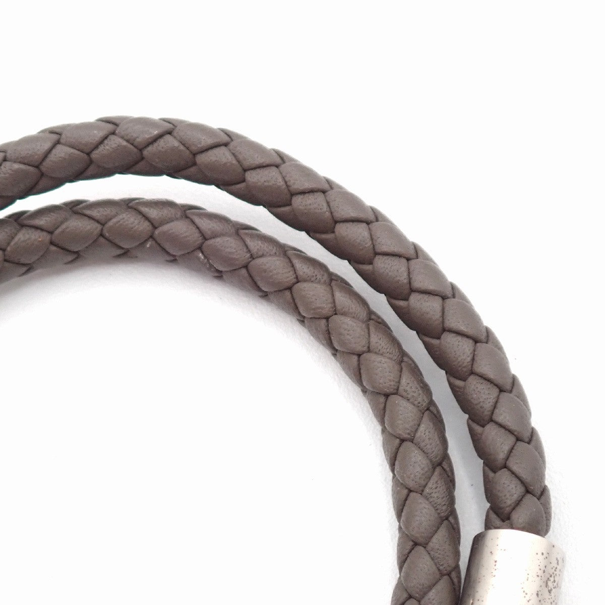 HERMES Goliath Bracelet Double Tour bracelet Leather Gray SHW Italy 69YH871