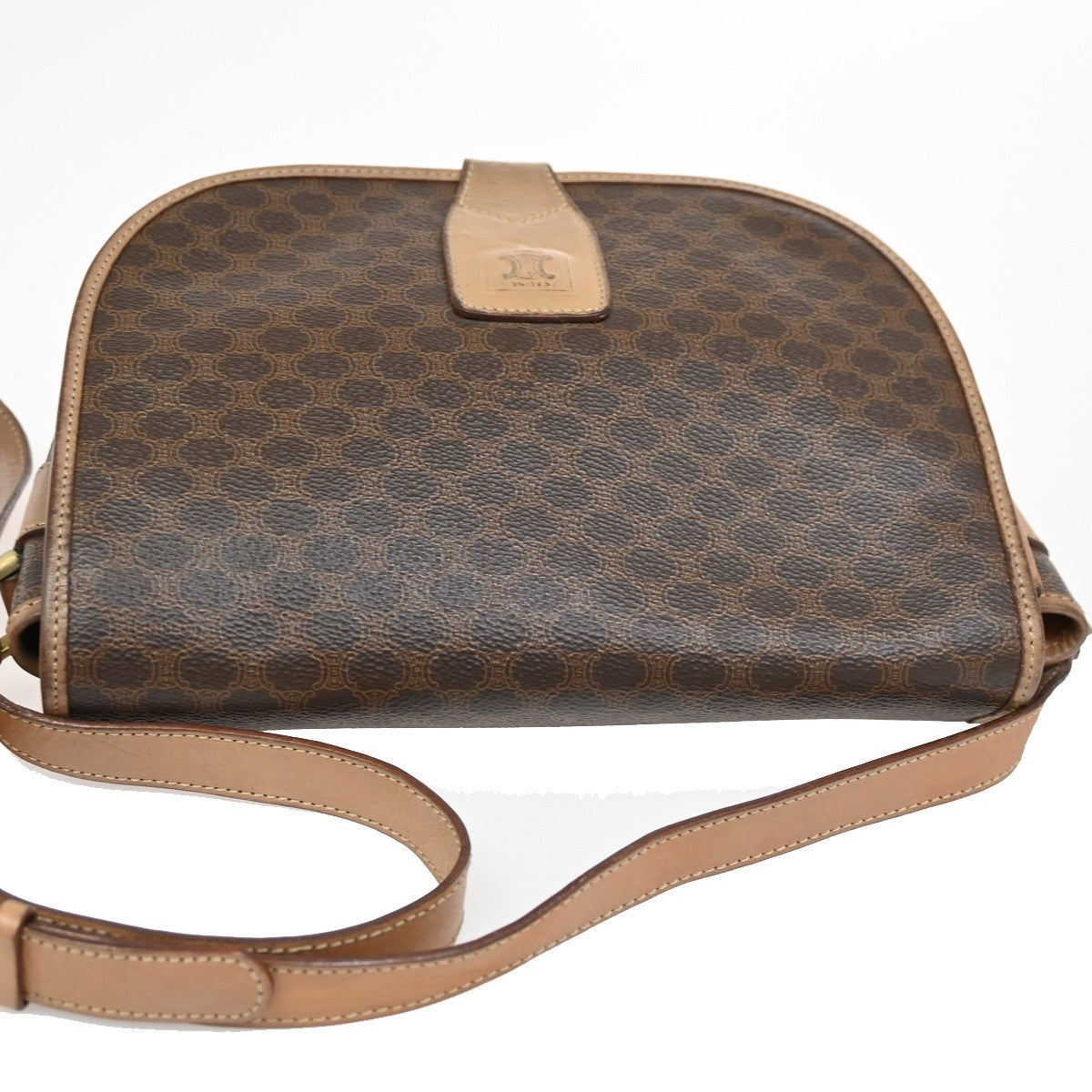 CELINE Logo Macadam Pattern Shoulder Bag PVC Leather Brown GHW Italy 63KB610