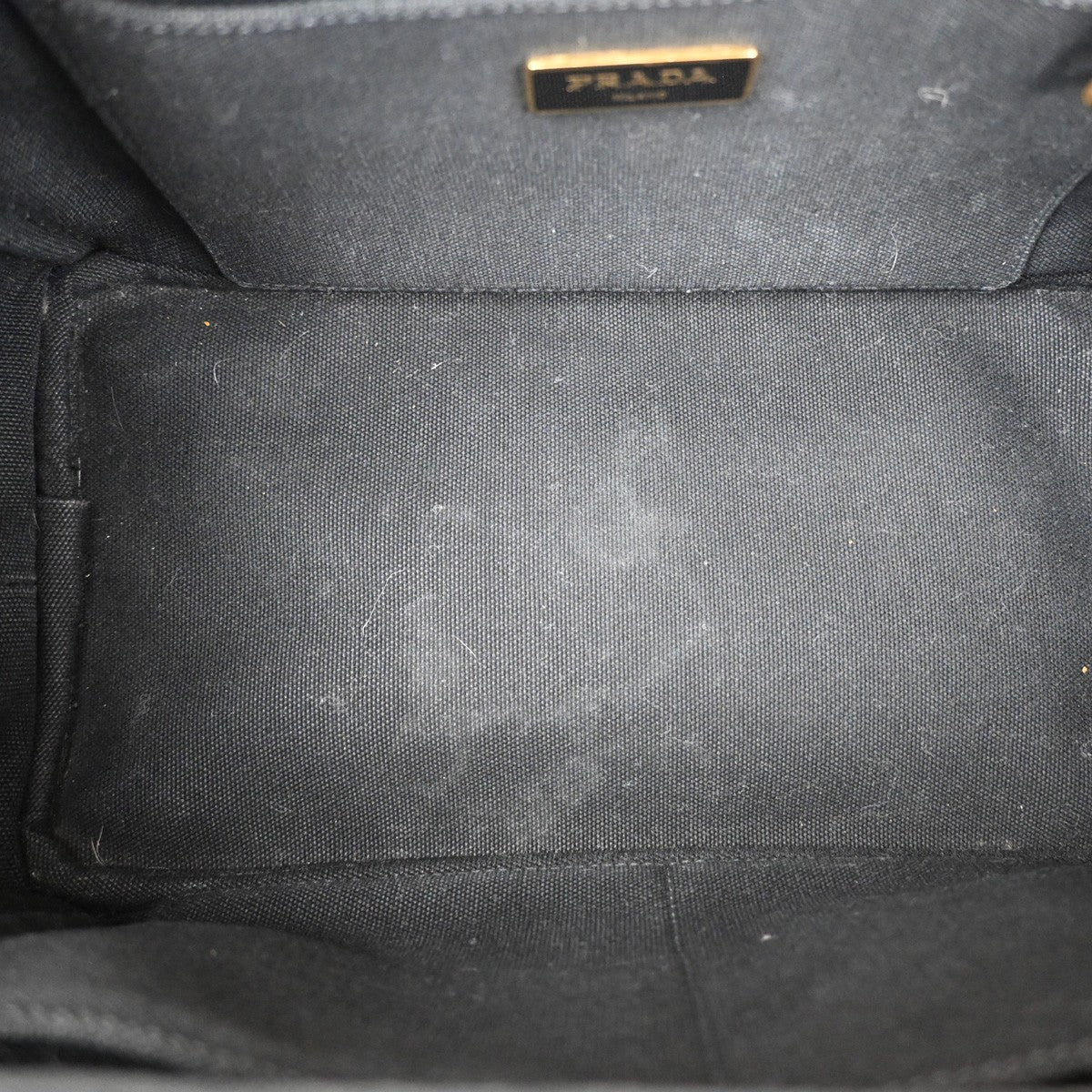 PRADA Logo Canapa 2Way Shoulder Hand Bag Canvas Leather Black GHW 77KB733
