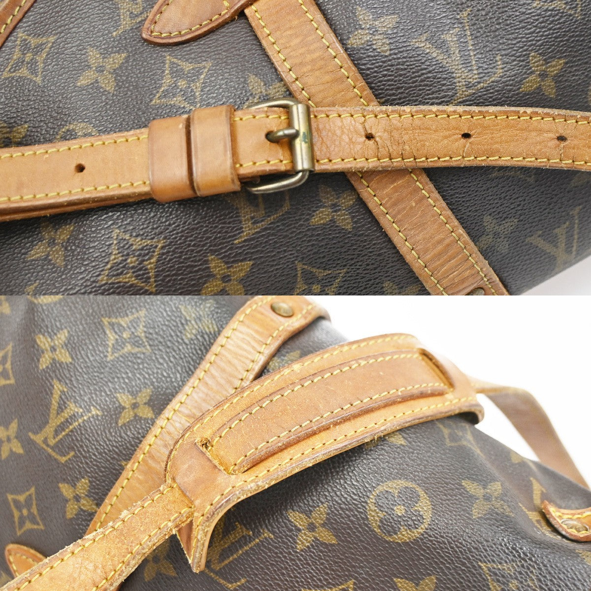 LOUIS VUITTON Logo Saumur 30 Shoulder Bag Monogram Leather Brown M42256 31YJ183