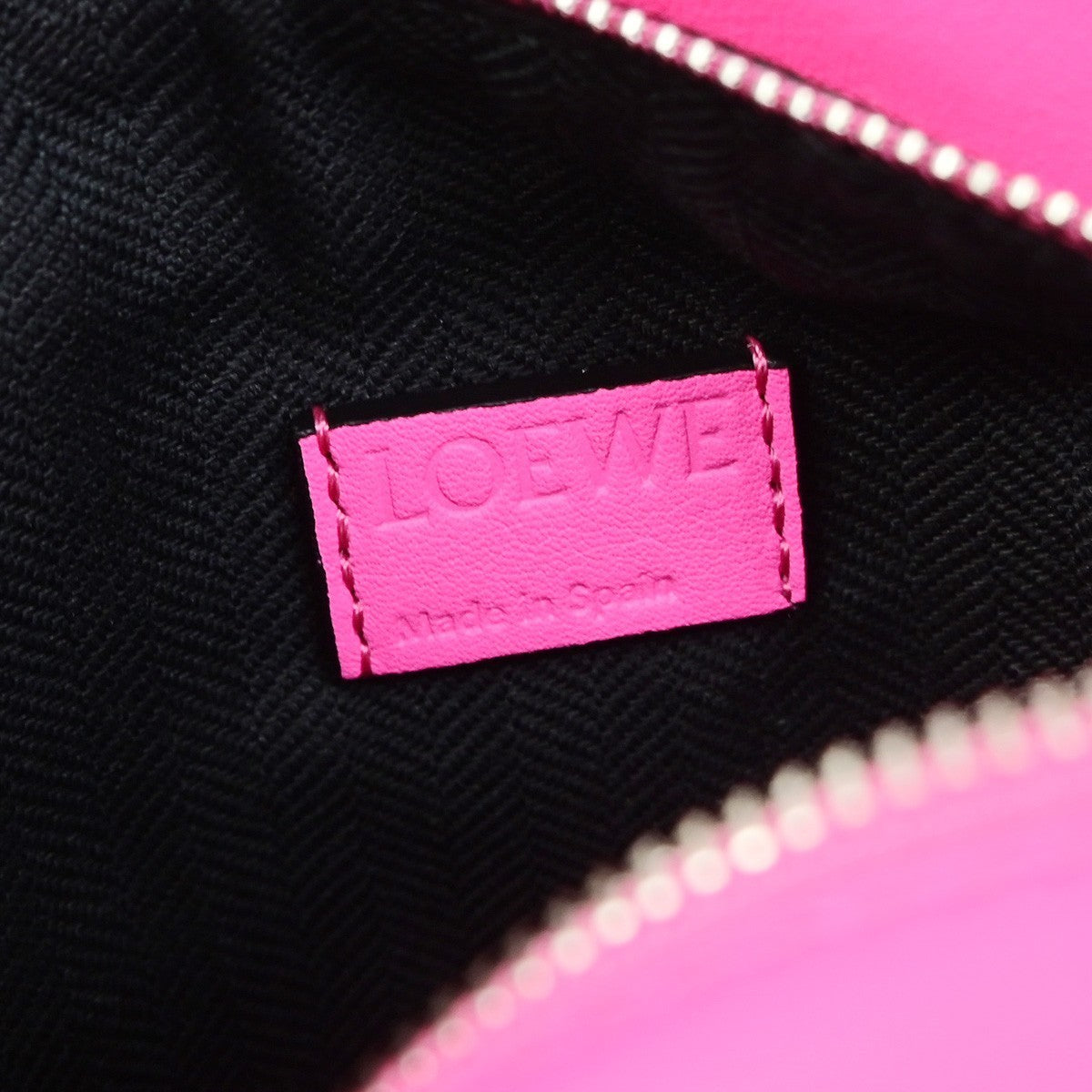 LOEWE Logo Puzzle Mini Body Shoulder Bag Leather Neon Pink SHW Spain 684RQ079