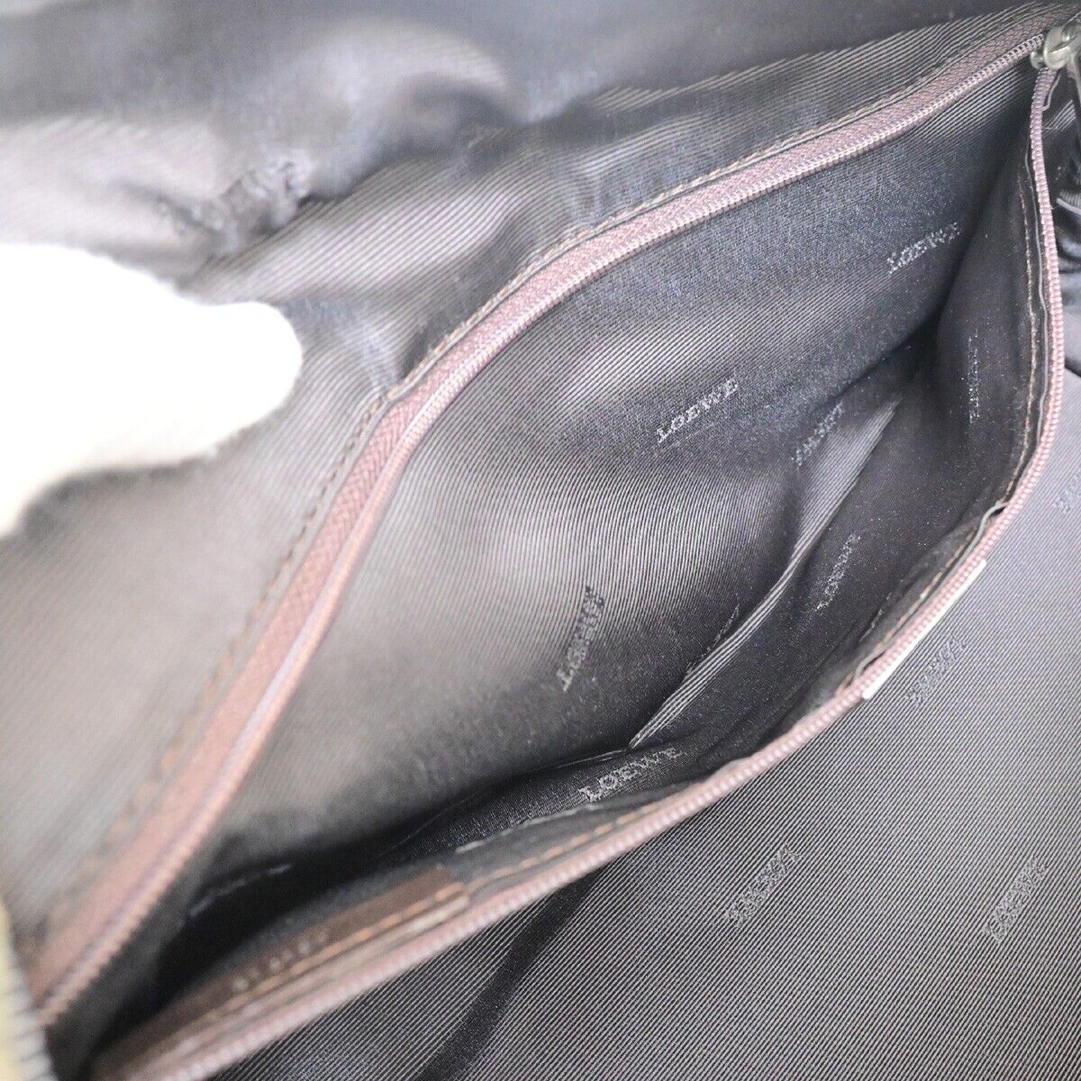 LOEWE Logo Anagram Amazona 28 Hand Bag Suede Leather Green Brown Spain 87FB191