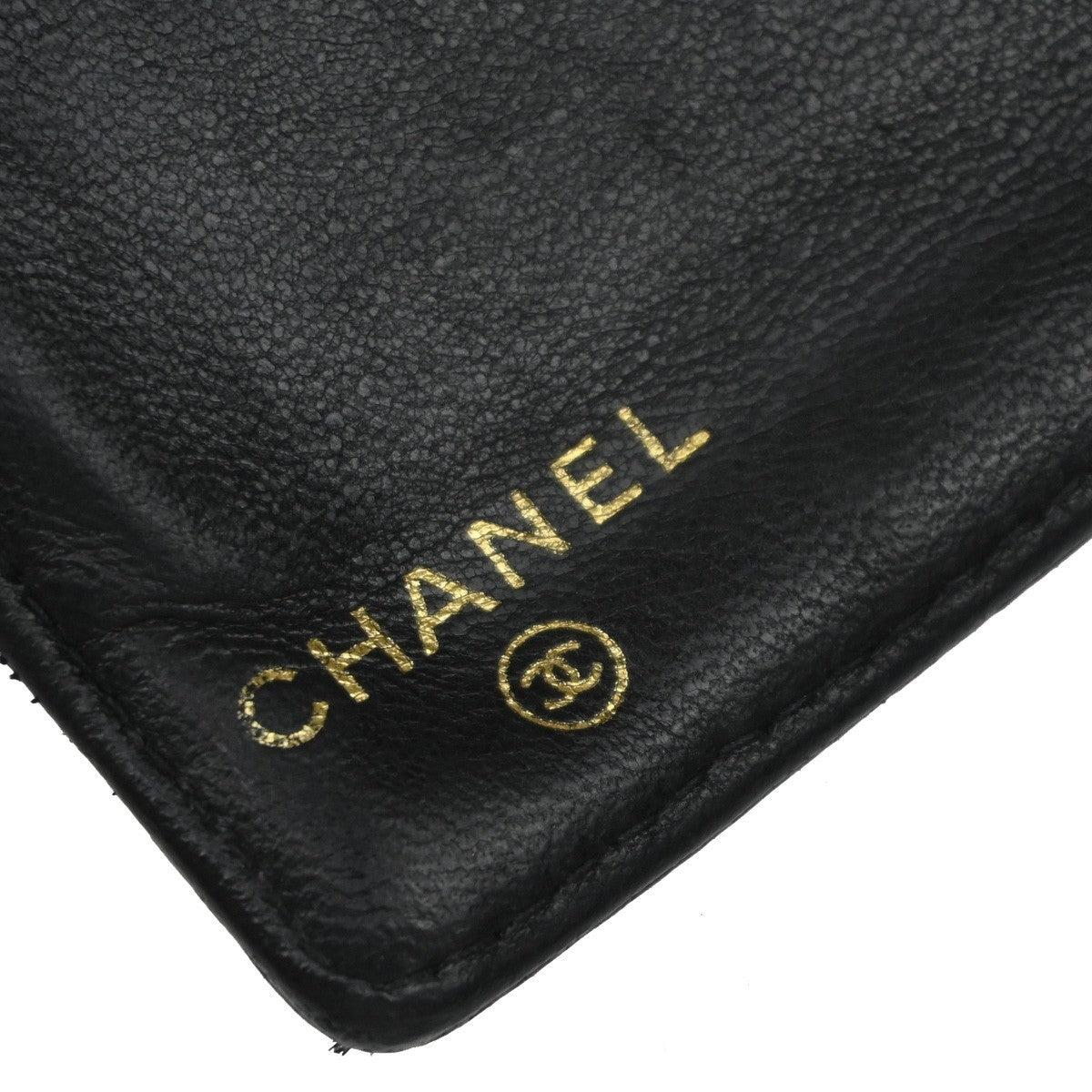 CHANEL CC Logo Long Bifold Wallet Grained Calfskin Leather Black France 79RF778
