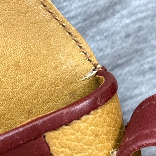 MUST DE CARTIER 2C Logo Bicolor Shoulder Bag Leather Yellow Red 61TA698