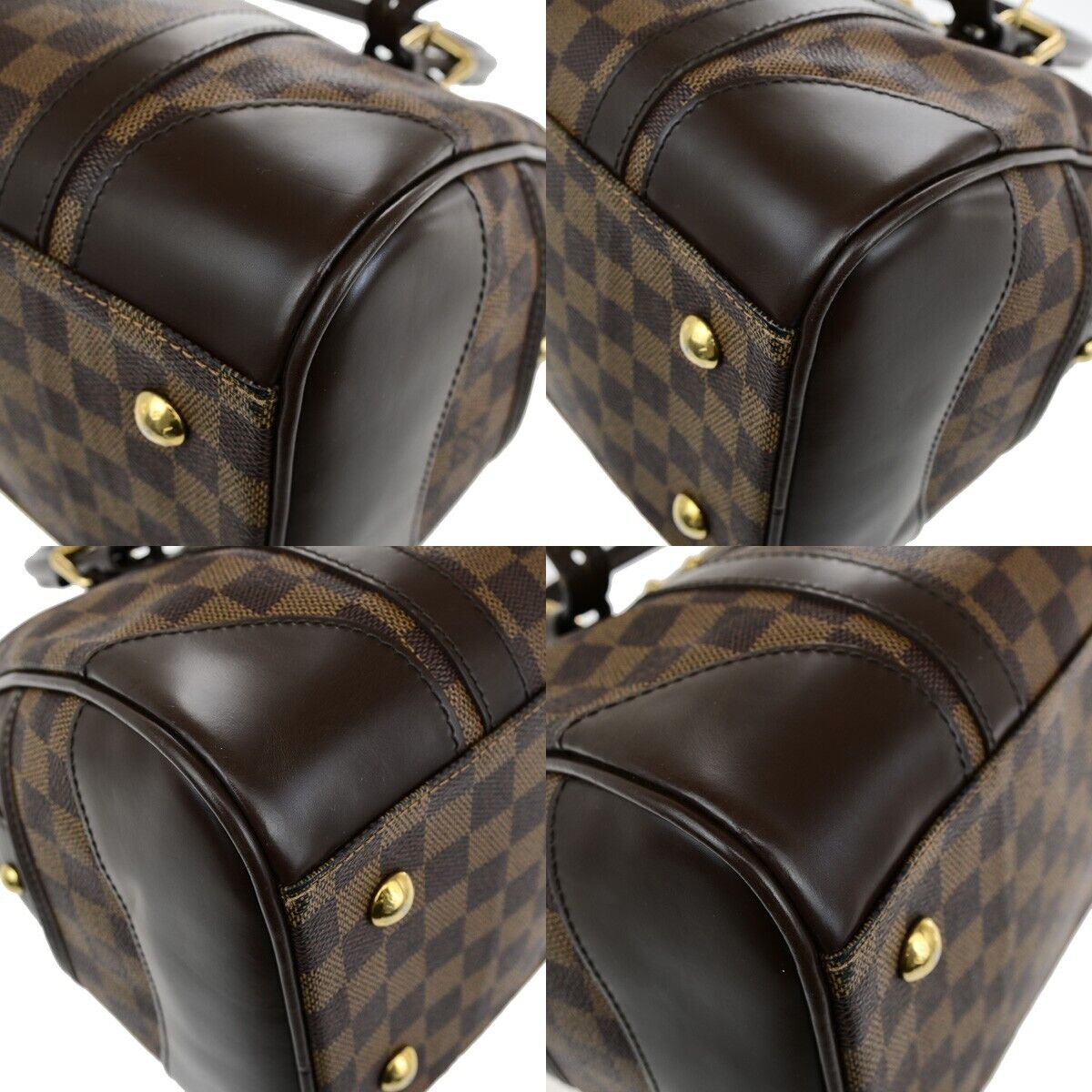 LOUIS VUITTON Logo Berkeley Hand Bag Damier Ebene Leather Brown N52000 50ED095