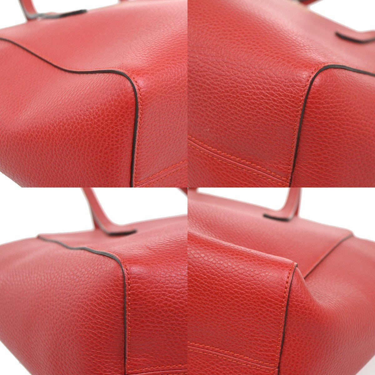 GUCCI Logo Swing Tote Shoulder Bag Pebbled Leather Red GHW Itlay 16KB765