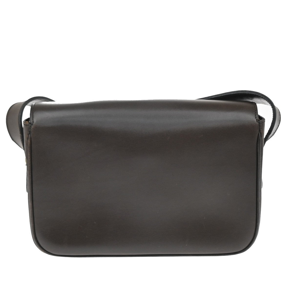 CELINE Horse Carriage Logo Shoulder Bag Leather Brown Gold 32KP193