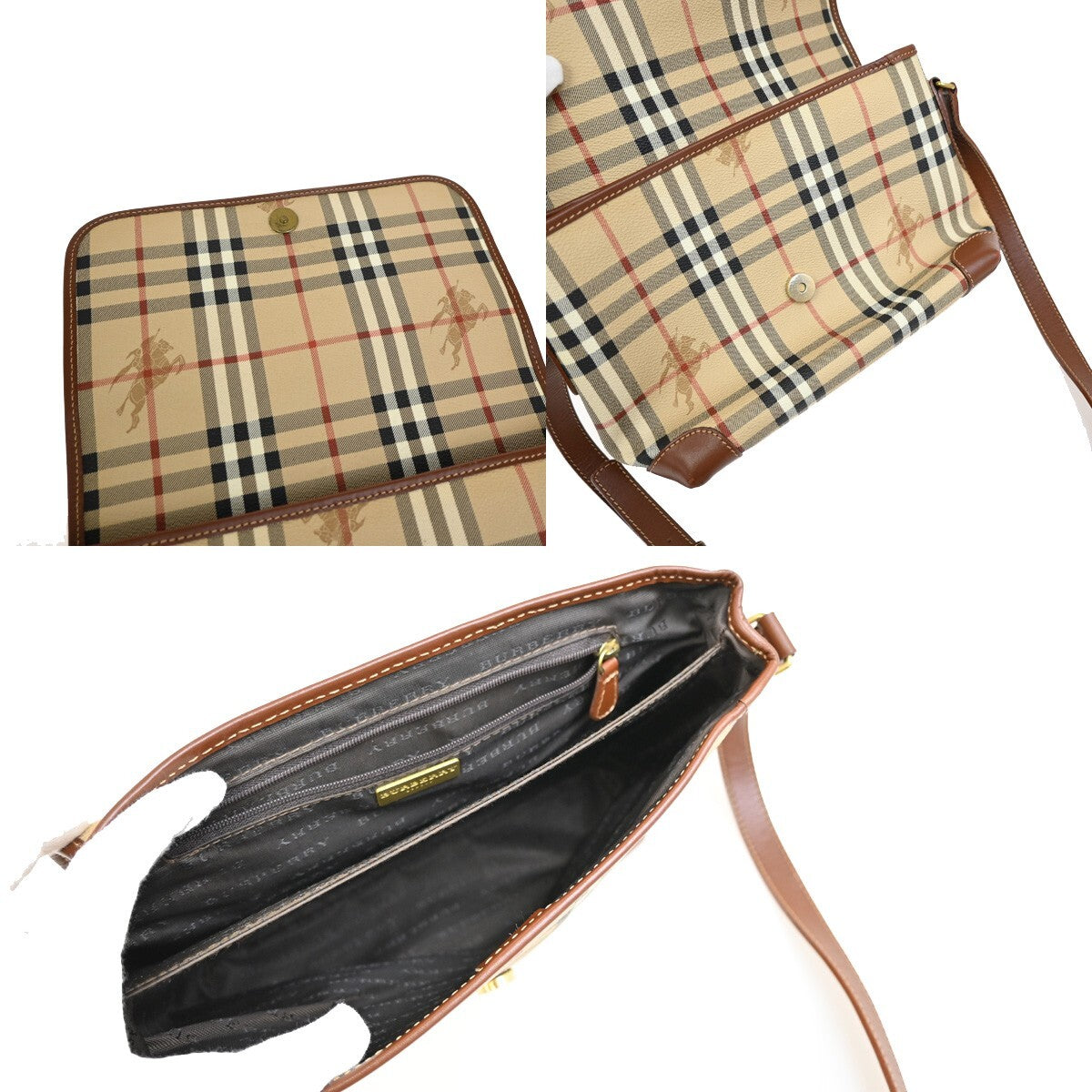 BURBERRY Logo Nova Check Crossbody Shoulder Bag PVC Leather Beige Brown 31FB800
