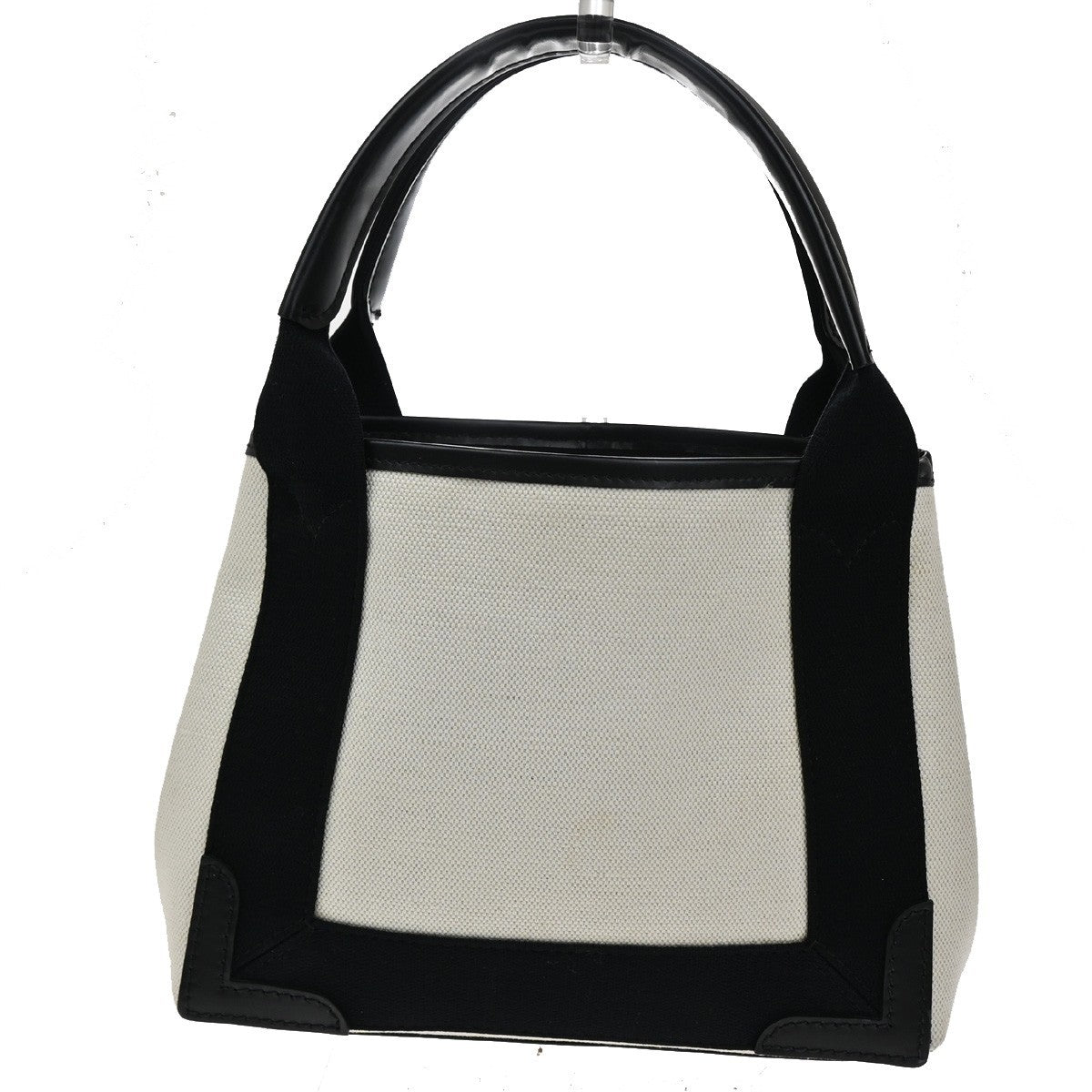 BALENCIAGA LOGO Navy Cabas XS Hand Bag Canvas Leather White Black 70TA232