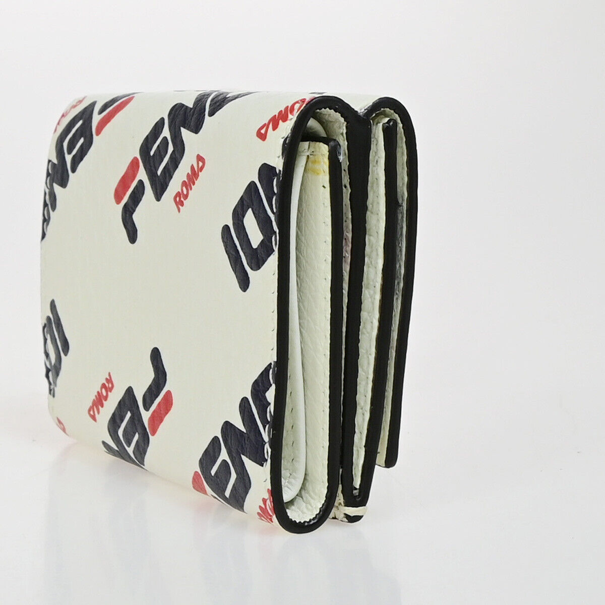 FENDI ✕ FILA Trifold Compact Wallet Leather White Blue Red Italy 33EB562