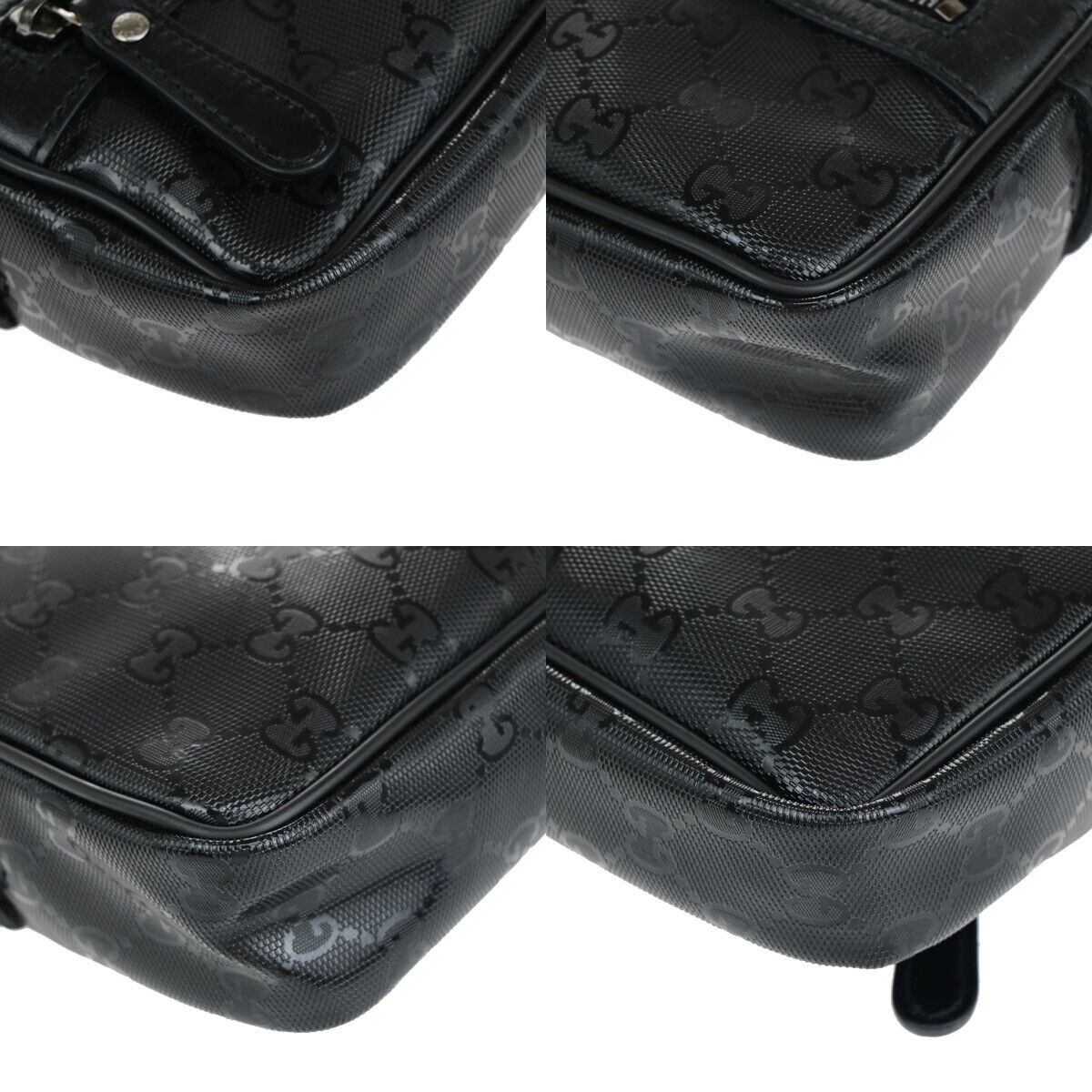 GUCCI Imprime GG Pattern Crossbody Mini Shoulder Bag PVC Leather Black 82EC944
