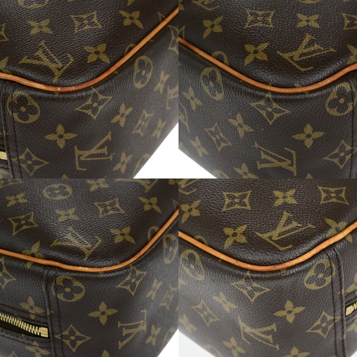 LOUIS VUITTON LV Logo Trouville Hand Bag Monogram Leather Brown M42228 83ED019