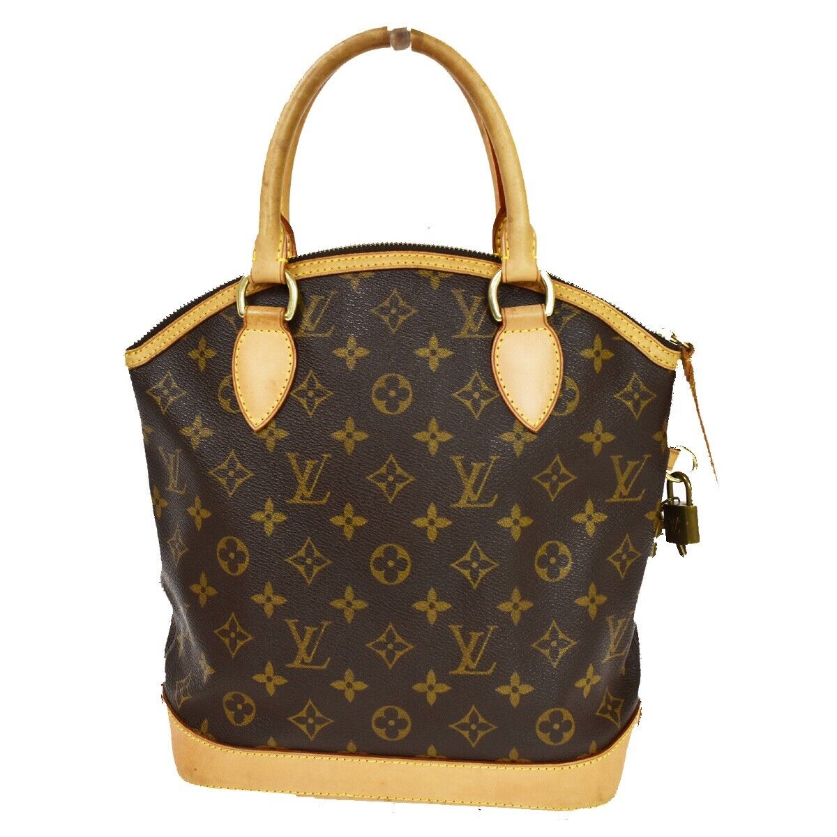 LOUIS VUITTON Logo Lockit Hand Bag Monogram Leather Brown France M40102 97HB005